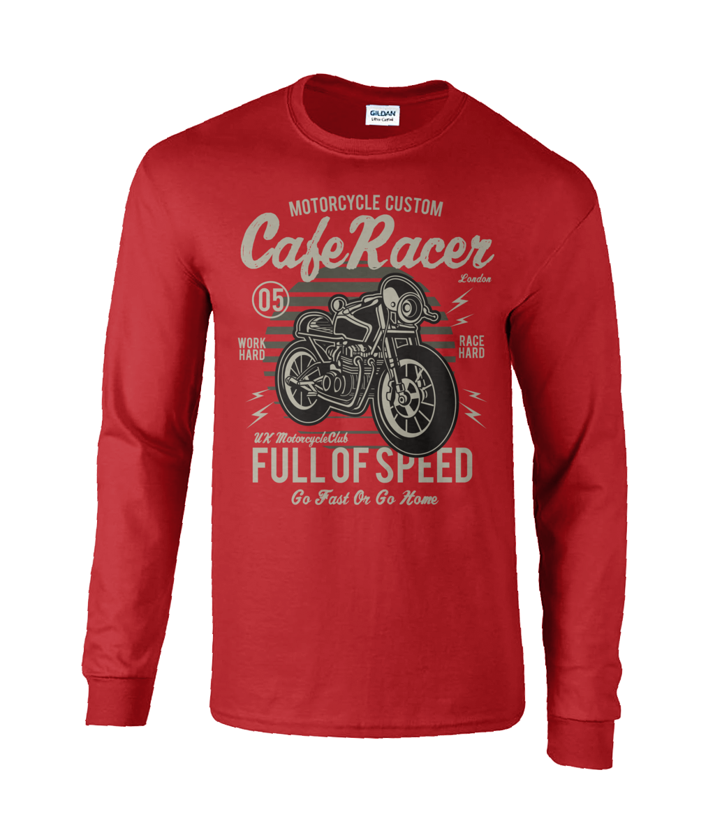 Cafe Racer v1 - Ultra Cotton Long Sleeve T-Shirt - Vitesse T-Shirts UK