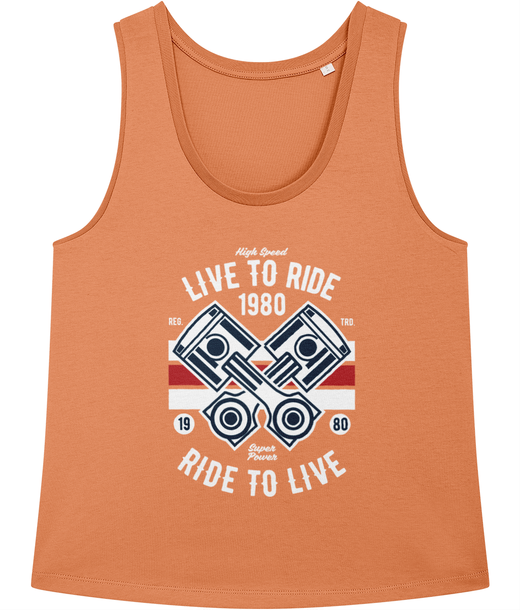 Live To Ride 1980 - Stella Minter Ladies Vest - Vitesse T-Shirts UK