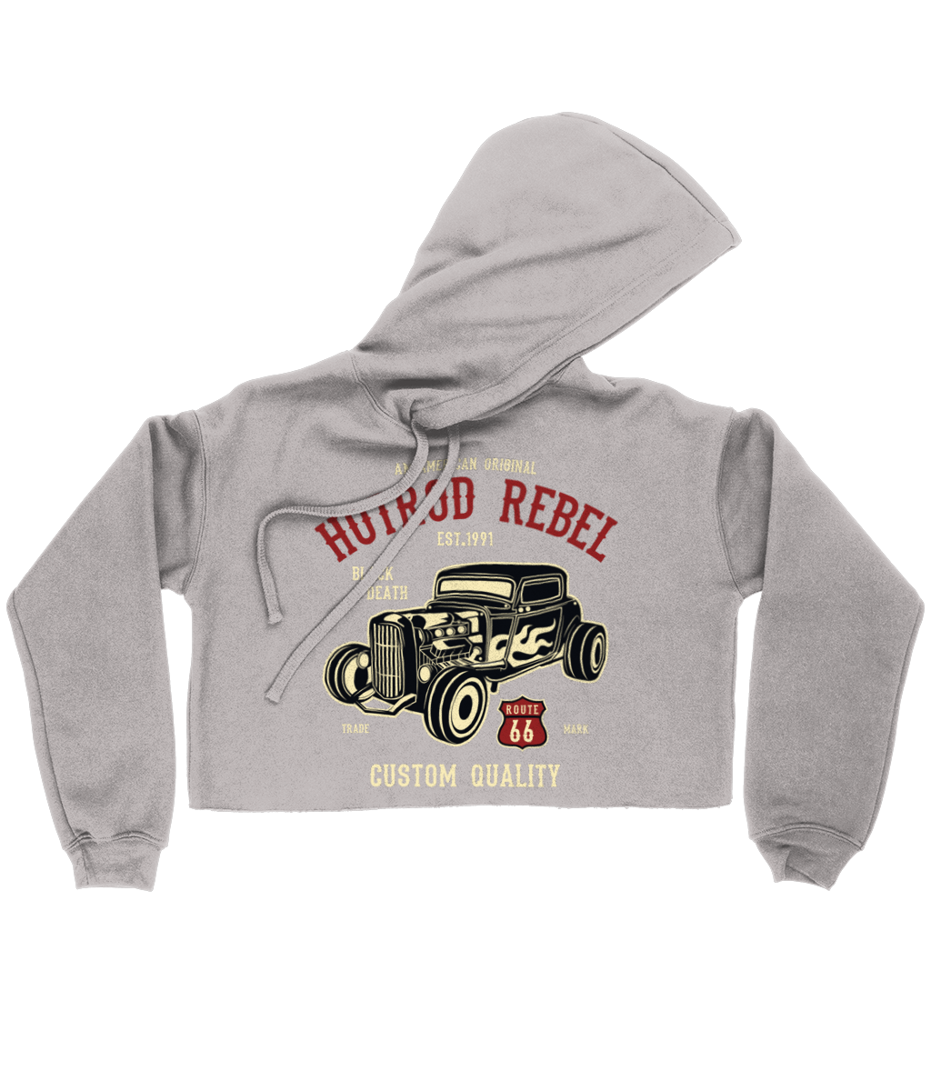 Hotrod Rebel - Bella Ladies Cropped Hoodie - Vitesse T-Shirts UK