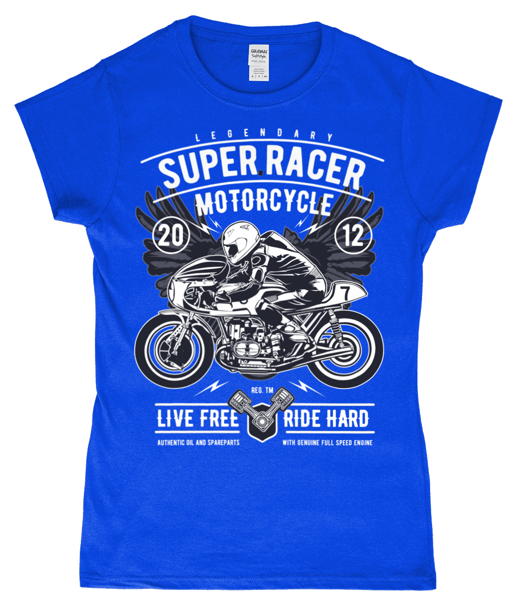 Super Racer – SoftStyle Ladies Fitted Ringspun T-Shirt - Vitesse T-Shirts UK
