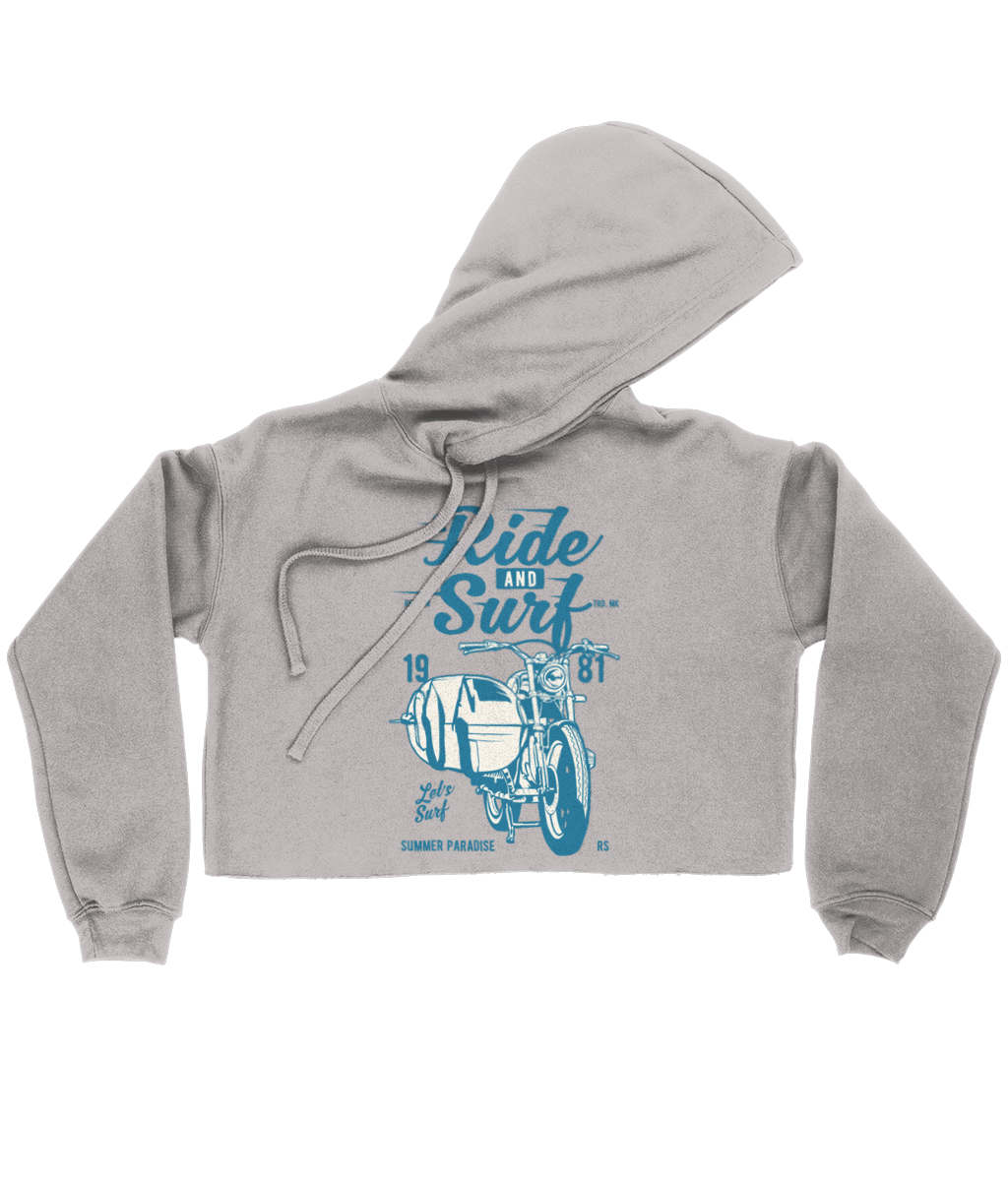 Ride And Surf - Bella Ladies Cropped Hoodie - Vitesse T-Shirts UK