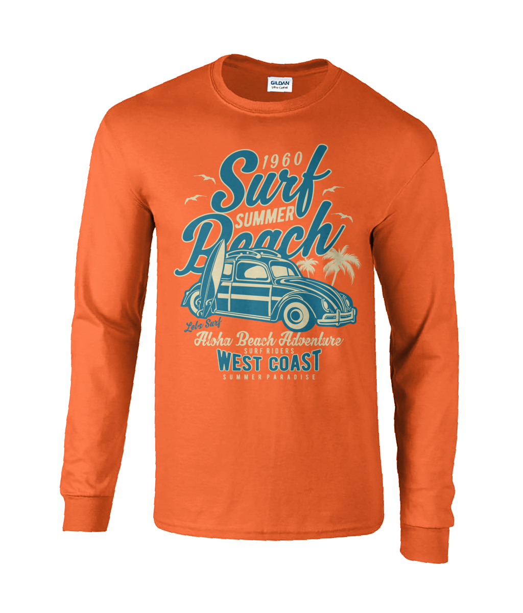 Surf Beach - Ultra Cotton Long Sleeve T-Shirt - Vitesse T-Shirts UK