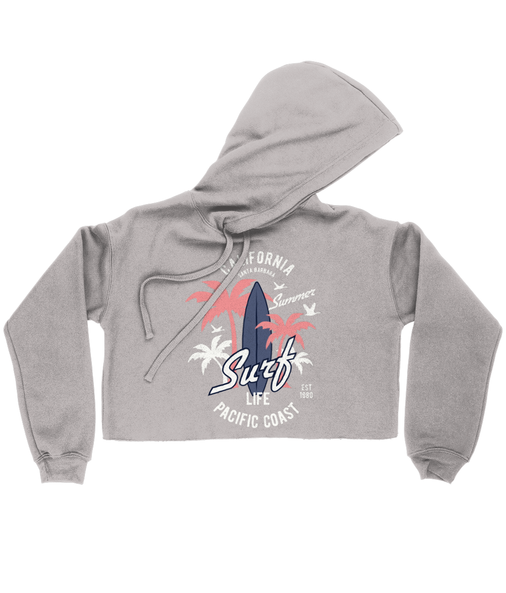 California Surf - Bella Ladies Cropped Hoodie - Vitesse T-Shirts UK