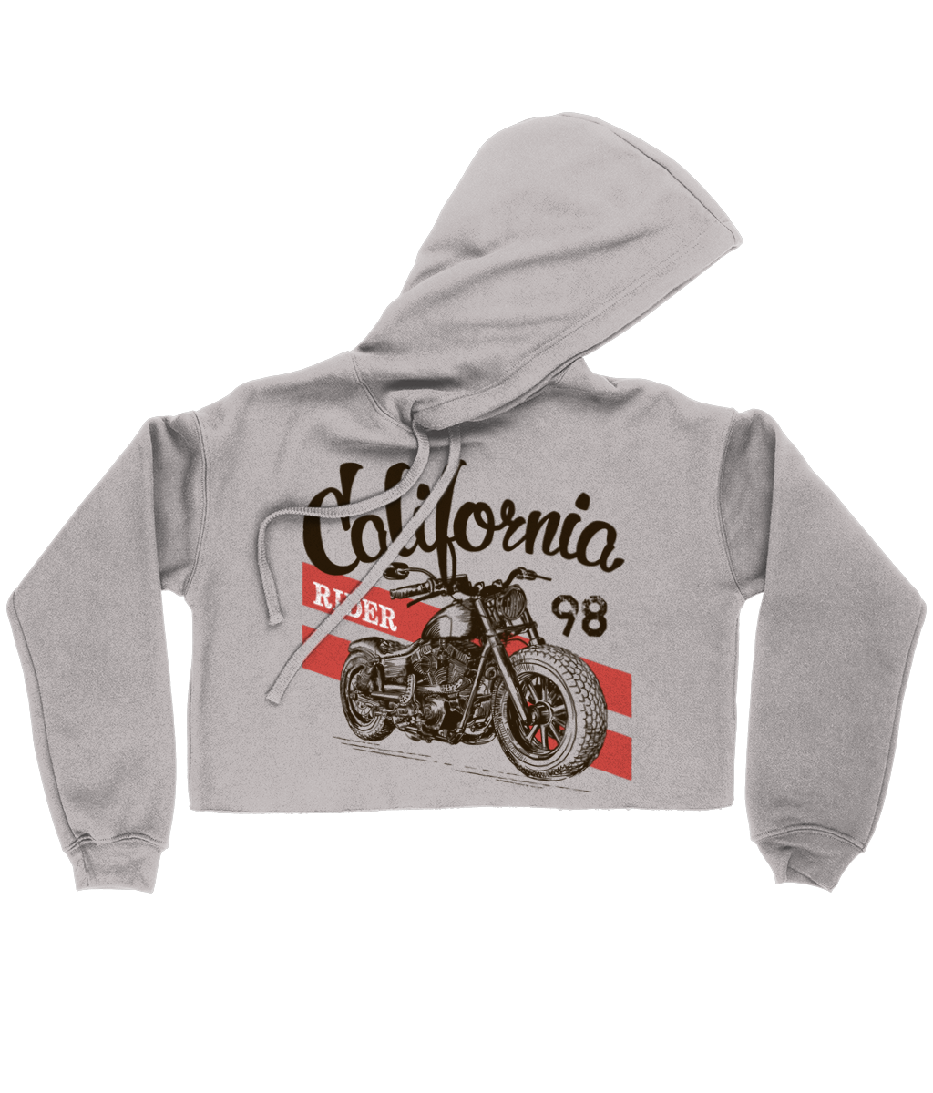 California Rider - Bella Ladies Cropped Hoodie - Vitesse T-Shirts UK