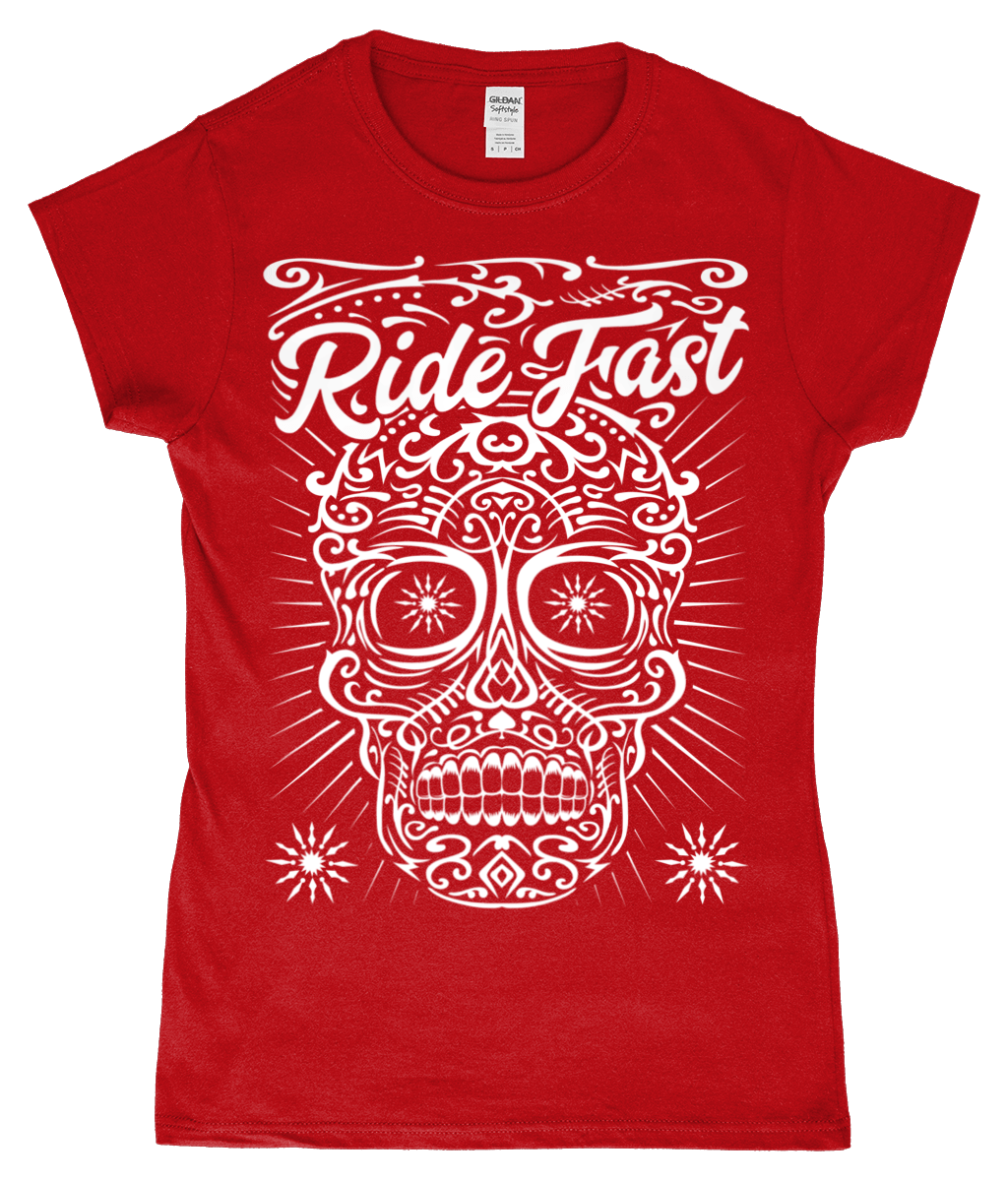 Ride Fast – SoftStyle Ladies Fitted Ringspun T-Shirt - Vitesse T-Shirts UK
