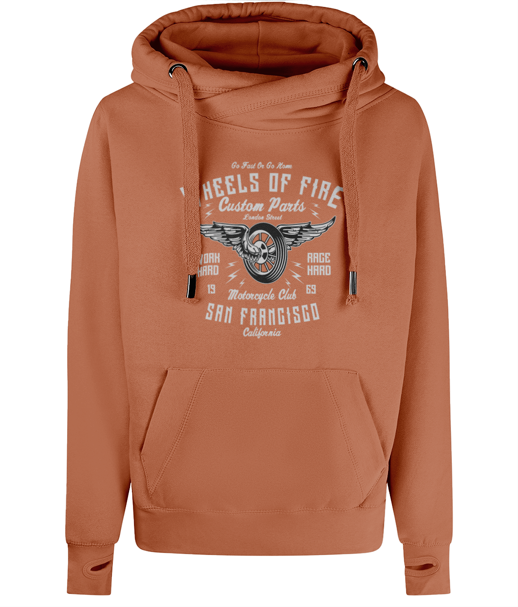 Wheels Of Fire - AWDis Cross Neck Hoodie - Vitesse T-Shirts UK