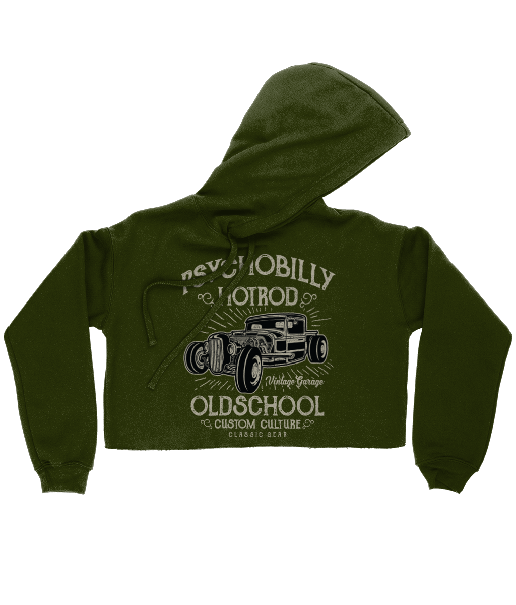 Psychobilly Hotrod - Bella Ladies Cropped Hoodie - Vitesse T-Shirts UK