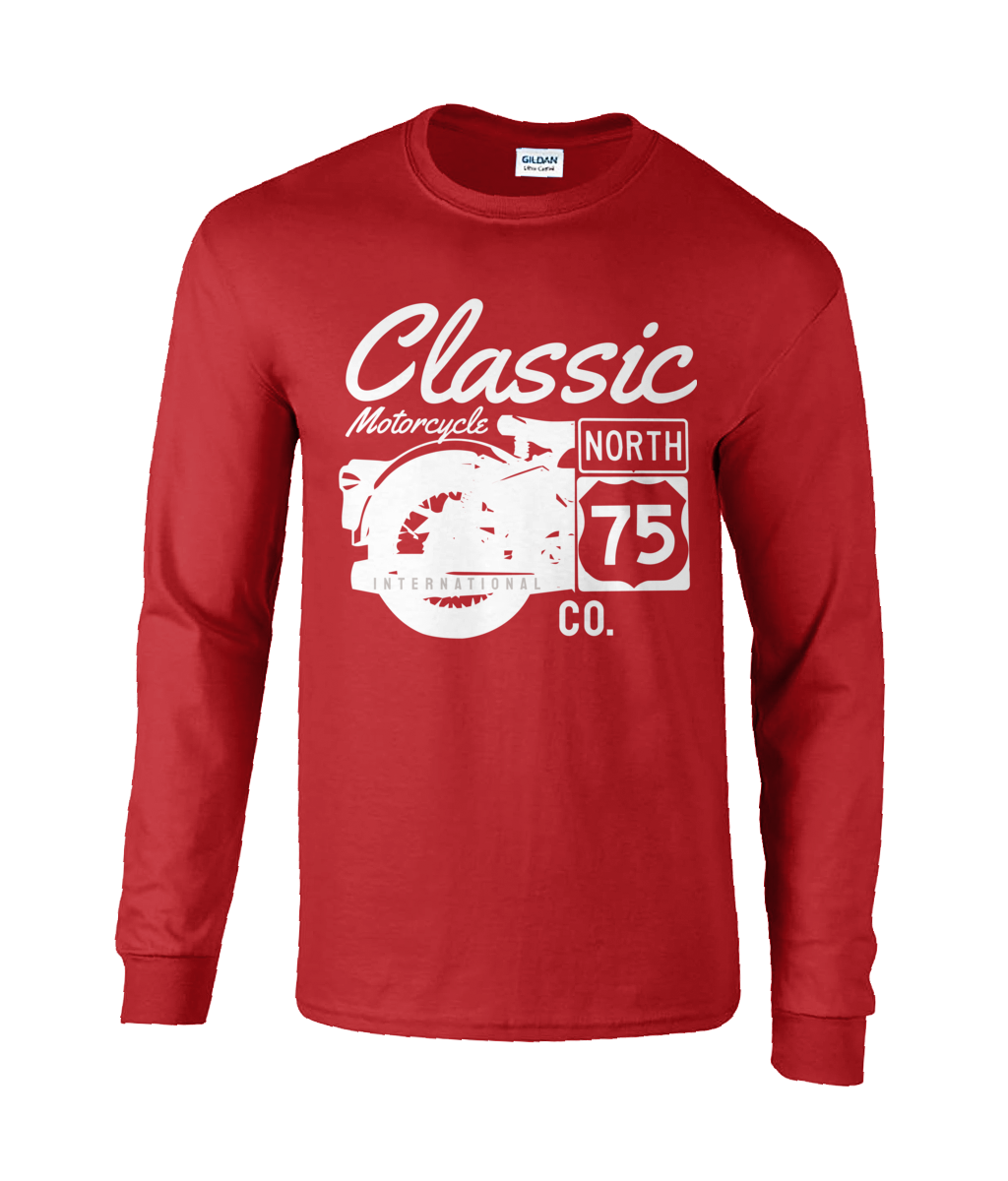 Classic Motorcycle 75 white - Ultra Cotton Long Sleeve T-Shirt - Vitesse T-Shirts UK