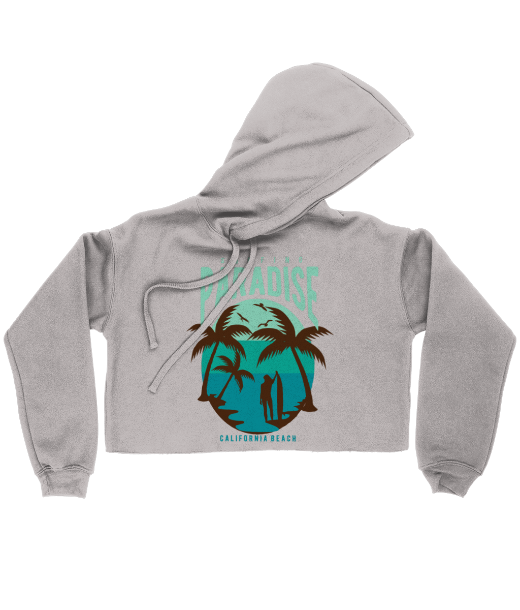 Surfing Paradise California Beach - Bella Ladies Cropped Hoodie - Vitesse T-Shirts UK