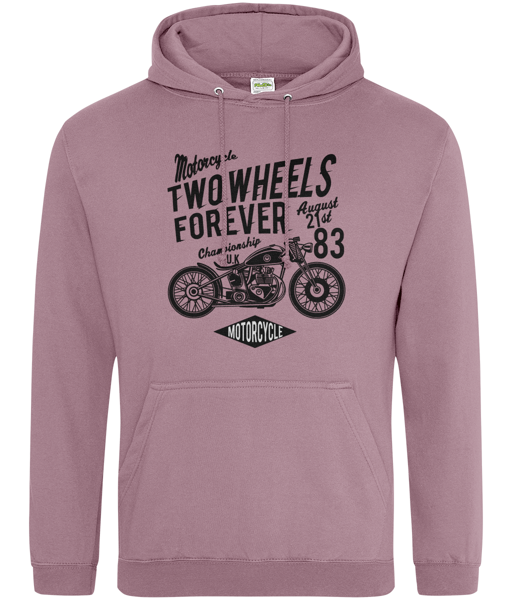 Two Wheels Forever Black - AWDis College Hoodie - Vitesse T-Shirts UK