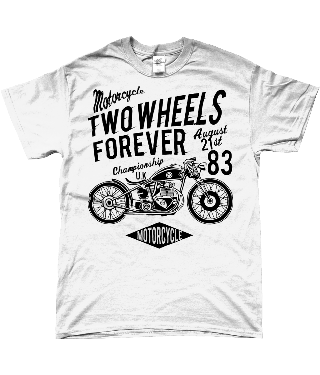 Two Wheels Forever Black - SoftStyle Ringspun T-Shirt - Vitesse T-Shirts UK