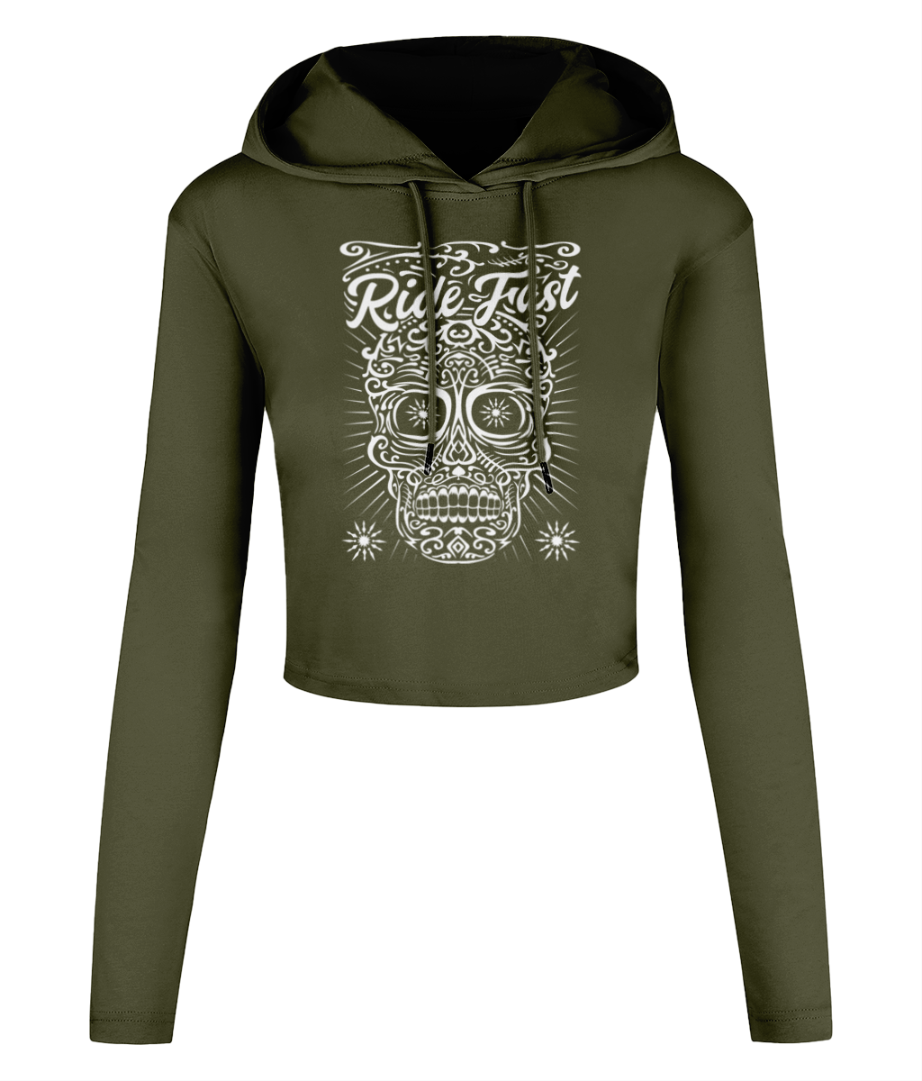 Ride Fast - Women's Cropped Hooded T-shirt - Vitesse T-Shirts UK
