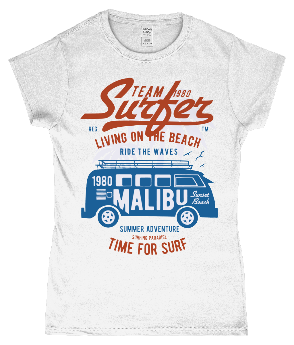 Team Surfer 1980 - Gildan SoftStyle® Ladies Fitted Ringspun T-Shirt - Vitesse T-Shirts UK