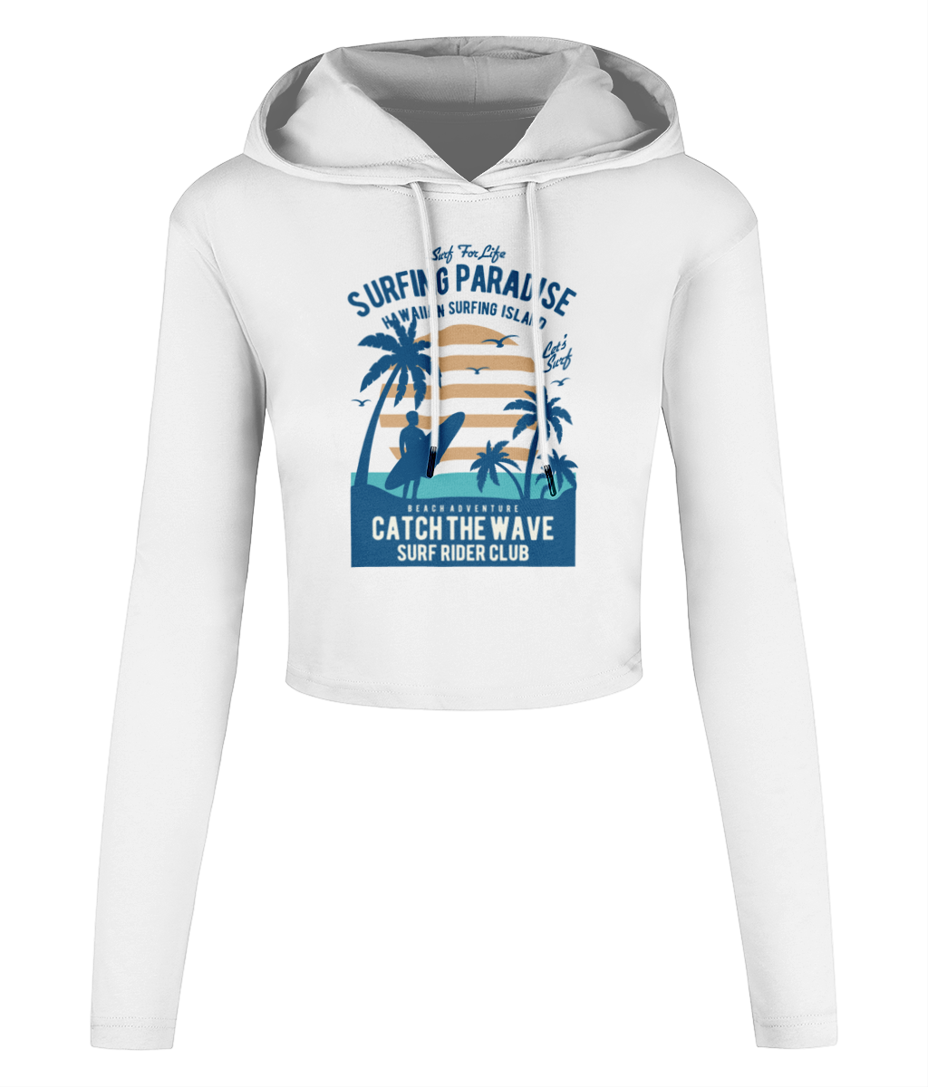 Surfing Paradise - Women's Cropped Hooded T-shirt - Vitesse T-Shirts UK