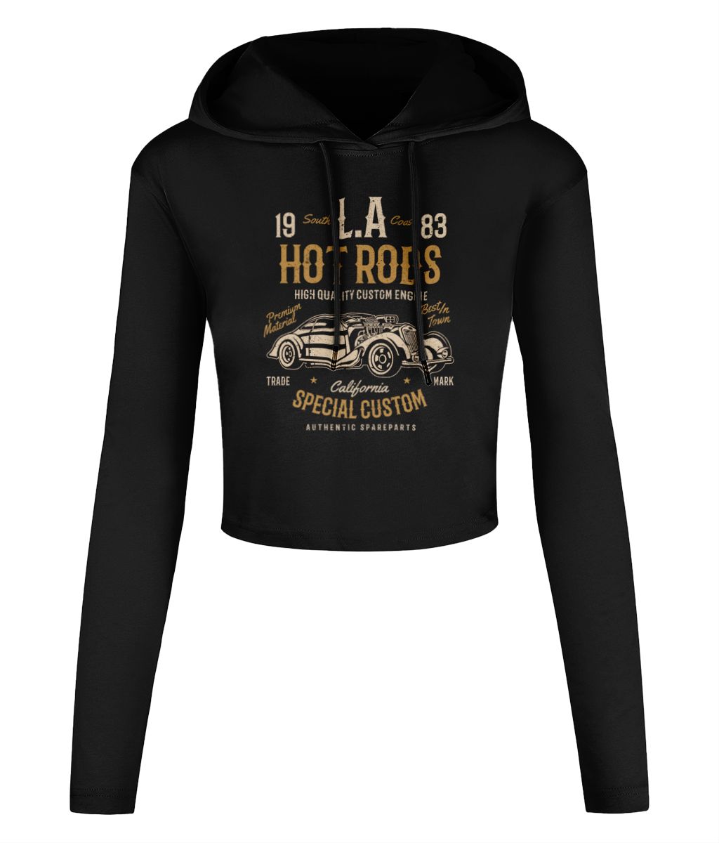 LA Hot Rods - Women's Cropped Hooded T-shirt - Vitesse T-Shirts UK