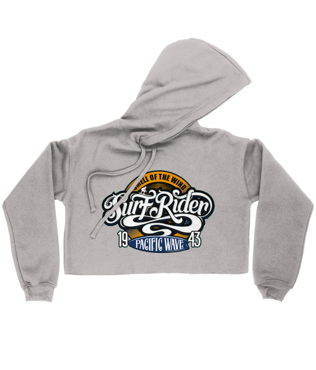 Surf Rider v2 - Bella Ladies Cropped Hoodie - Vitesse T-Shirts UK