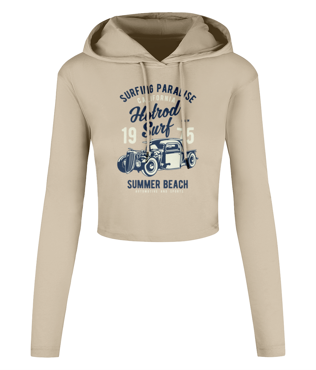 Hotrod Surf - Women's Cropped Hooded T-shirt - Vitesse T-Shirts UK