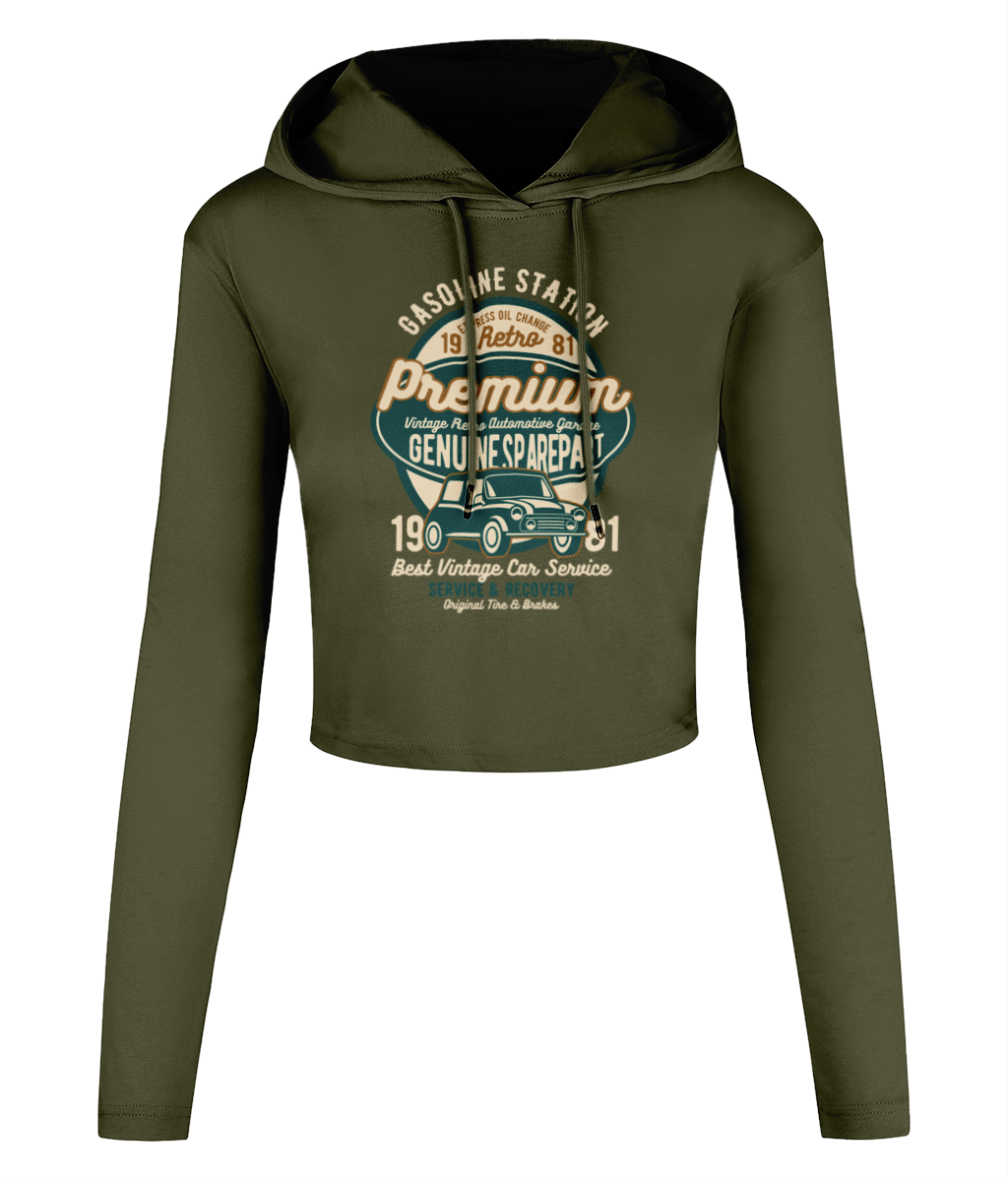 Limited Edition - Premium Garage - Women's Cropped Hooded T-shirt - Vitesse T-Shirts UK