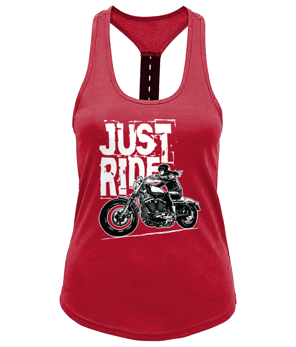 Biker Girl White - TR027 Women's TriDri® Performance Strap Back Vest - Vitesse T-Shirts UK