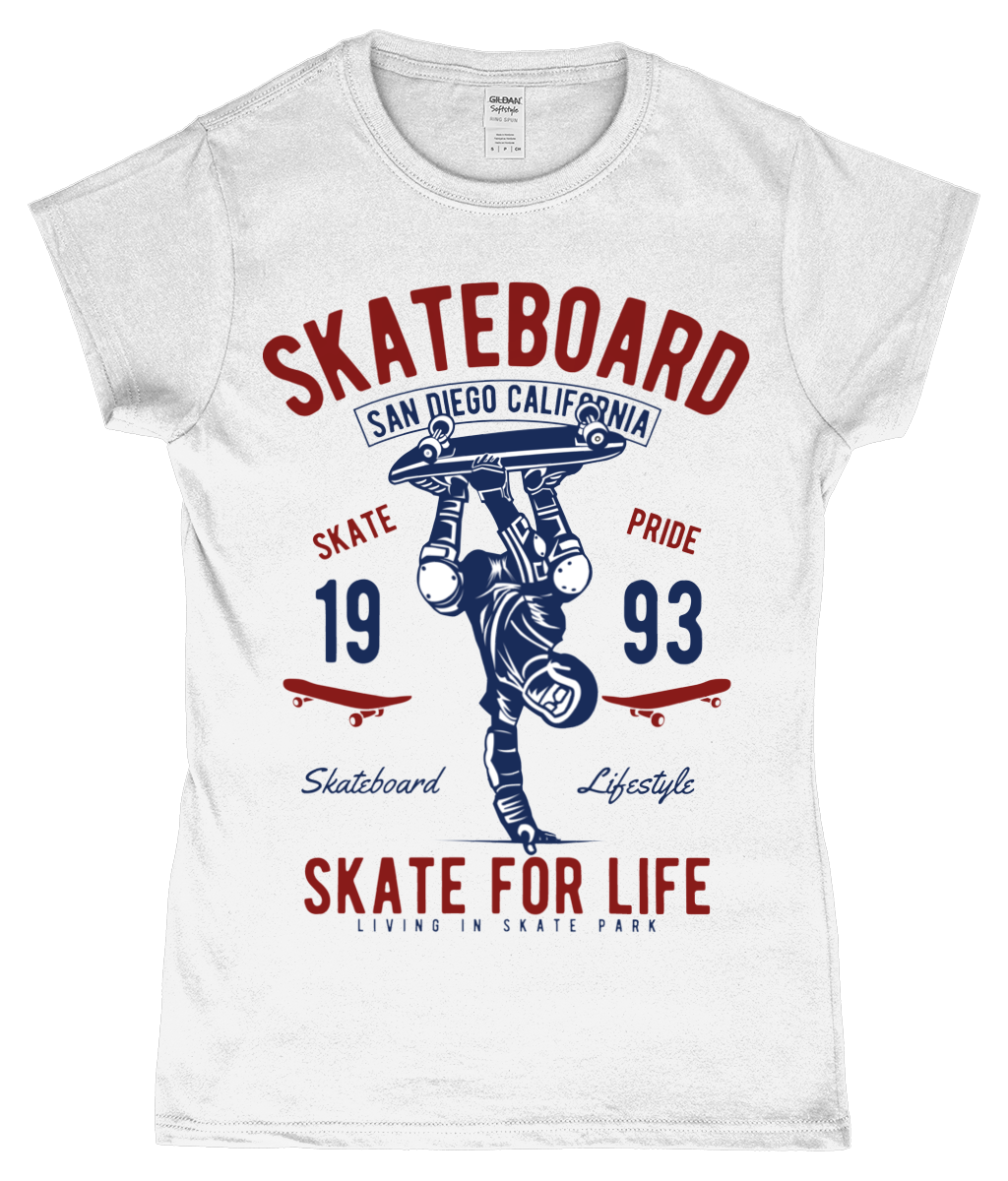 Skate For Life - SoftStyle Ladies Fitted Ringspun T-Shirt - Vitesse T-Shirts UK
