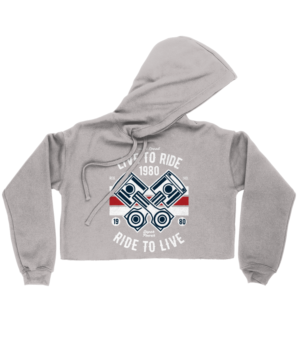 Live To Ride 1980 - Bella Ladies Cropped Hoodie - Vitesse T-Shirts UK