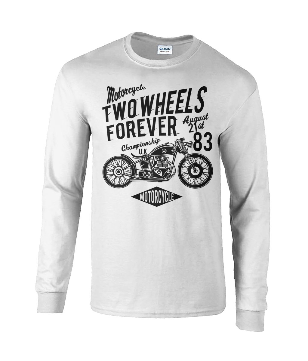 Two Wheels Forever Black - Ultra Cotton Long Sleeve T-Shirt - Vitesse T-Shirts UK