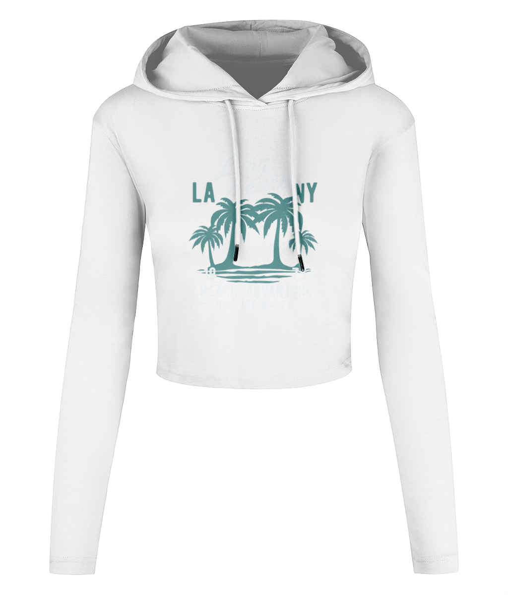 Beach Adventure - Women's Cropped Hooded T-shirt - Vitesse T-Shirts UK