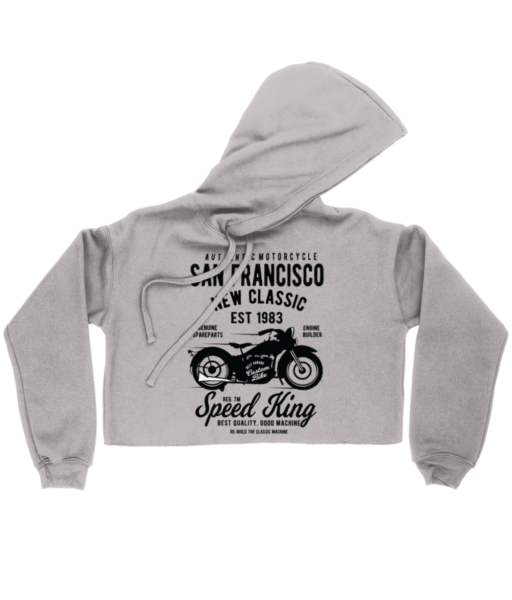 San Francisco Motorcycle - Bella Ladies Cropped Hoodie - Vitesse T-Shirts UK