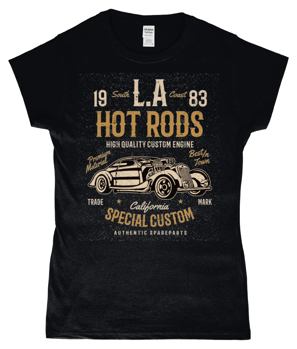 LA Hot Rods - SoftStyle Ladies Fitted Ringspun T-Shirt - Vitesse T-Shirts UK