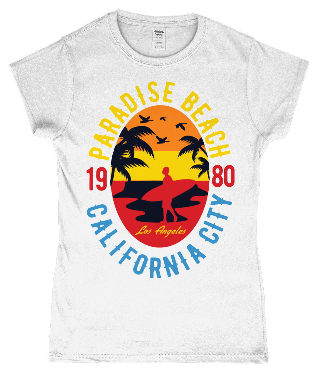 Sunshine Paradise - SoftStyle Ladies Fitted Ringspun T-Shirt - Vitesse T-Shirts UK