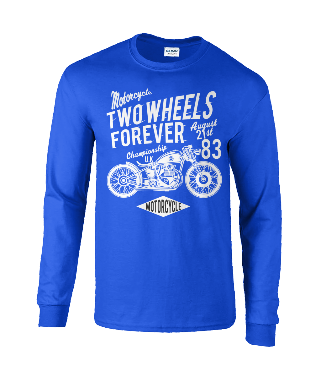 Two Wheels Forever White - Ultra Cotton Long Sleeve T-Shirt - Vitesse T-Shirts UK