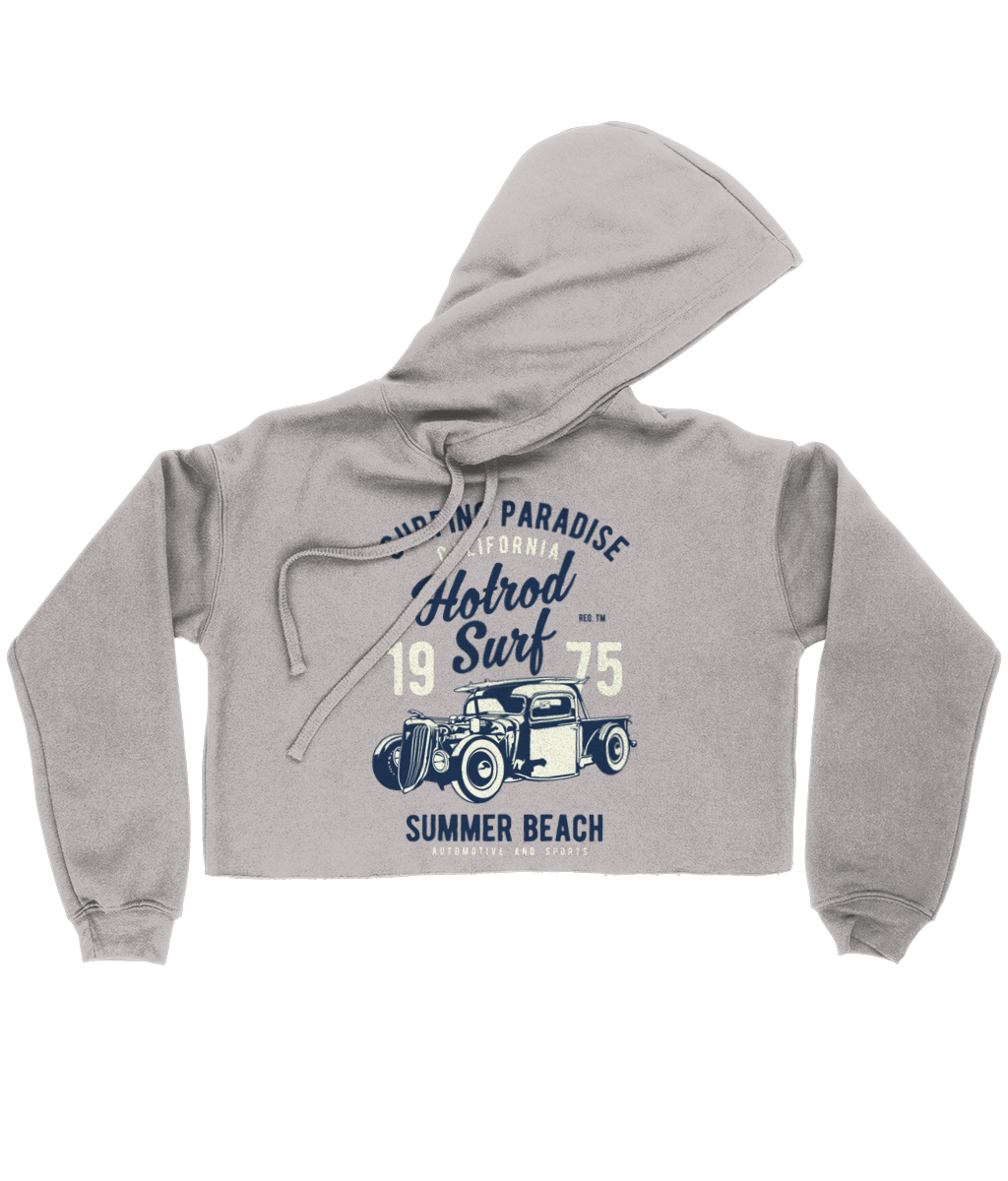 Hotrod Surf - Bella Ladies Cropped Hoodie - Vitesse T-Shirts UK