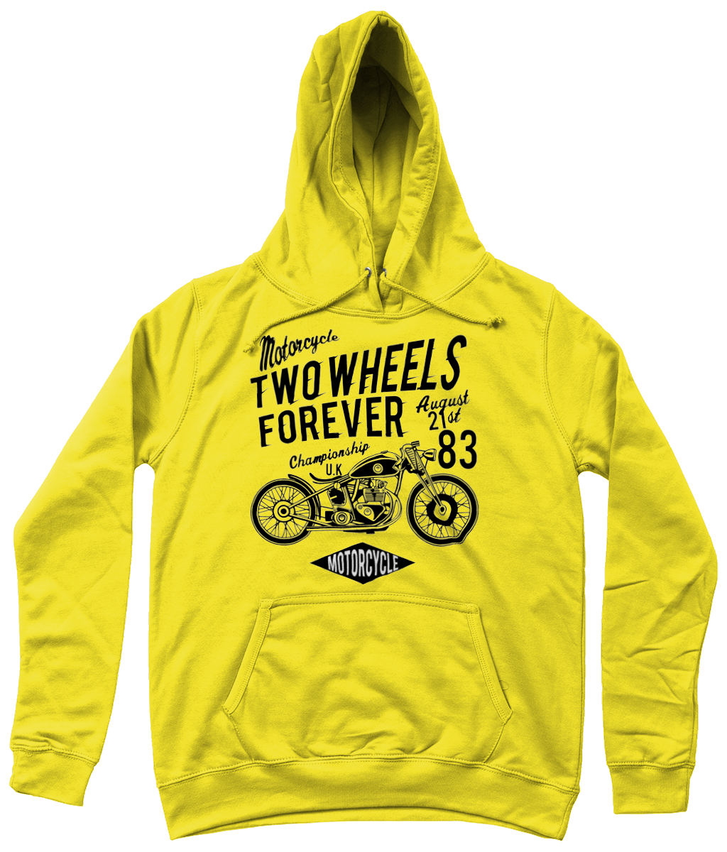 Two Wheels Forever Black - AWDis Girlie College Hoodie - Vitesse T-Shirts UK