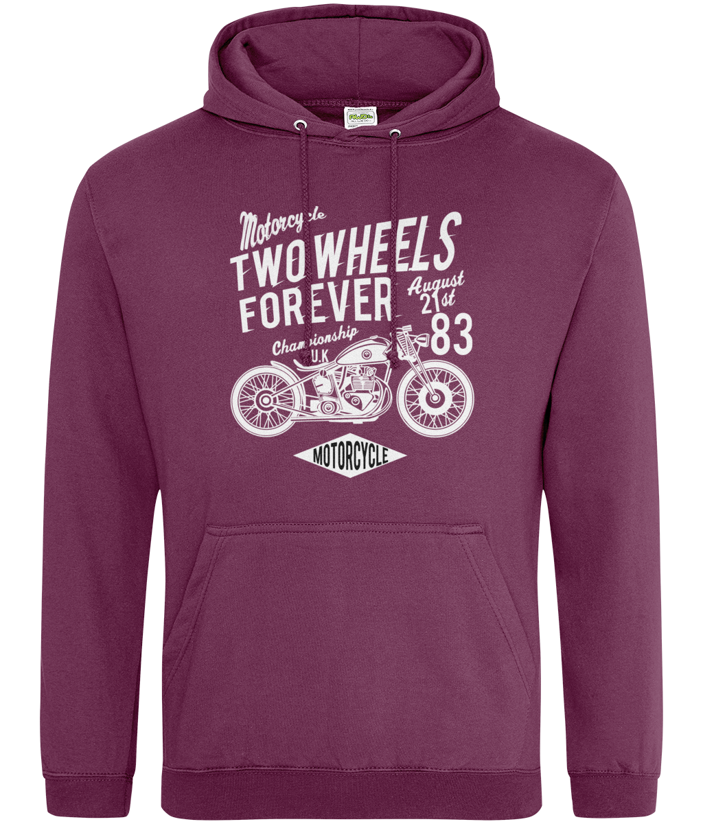Two Wheels Forever White - AWDis College Hoodie - Vitesse T-Shirts UK
