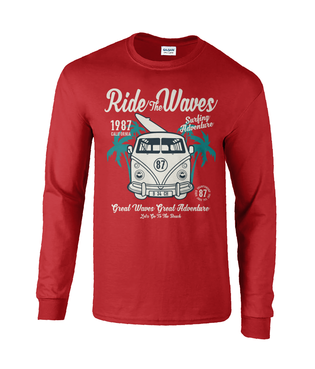 Ride The Waves - Ultra Cotton Long Sleeve T-Shirt - Vitesse T-Shirts UK