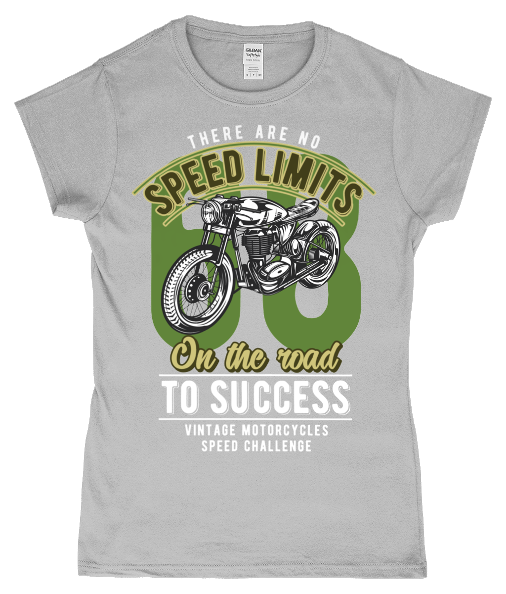 No Speed Limits - SoftStyle Ladies Fitted Ringspun T-Shirt - Vitesse T-Shirts UK