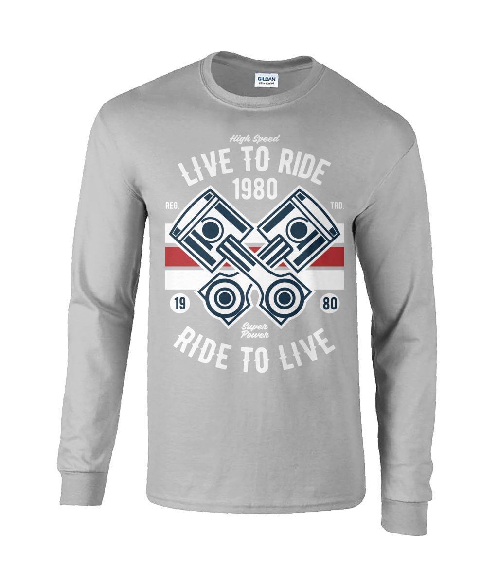 Live To Ride 1980 - Ultra Cotton Long Sleeve T-Shirt - Vitesse T-Shirts UK