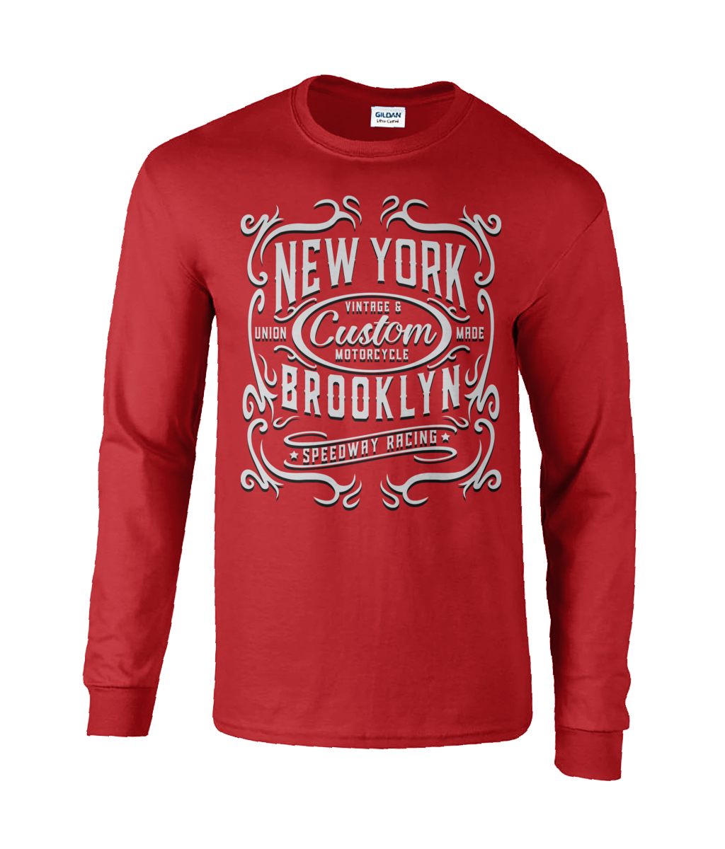 New York Motorcycle - Ultra Cotton Long Sleeve T-Shirt - Vitesse T-Shirts UK