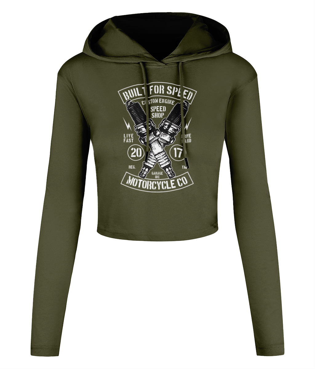 Built For Speed - Women's Cropped Hooded T-shirt - Vitesse T-Shirts UK