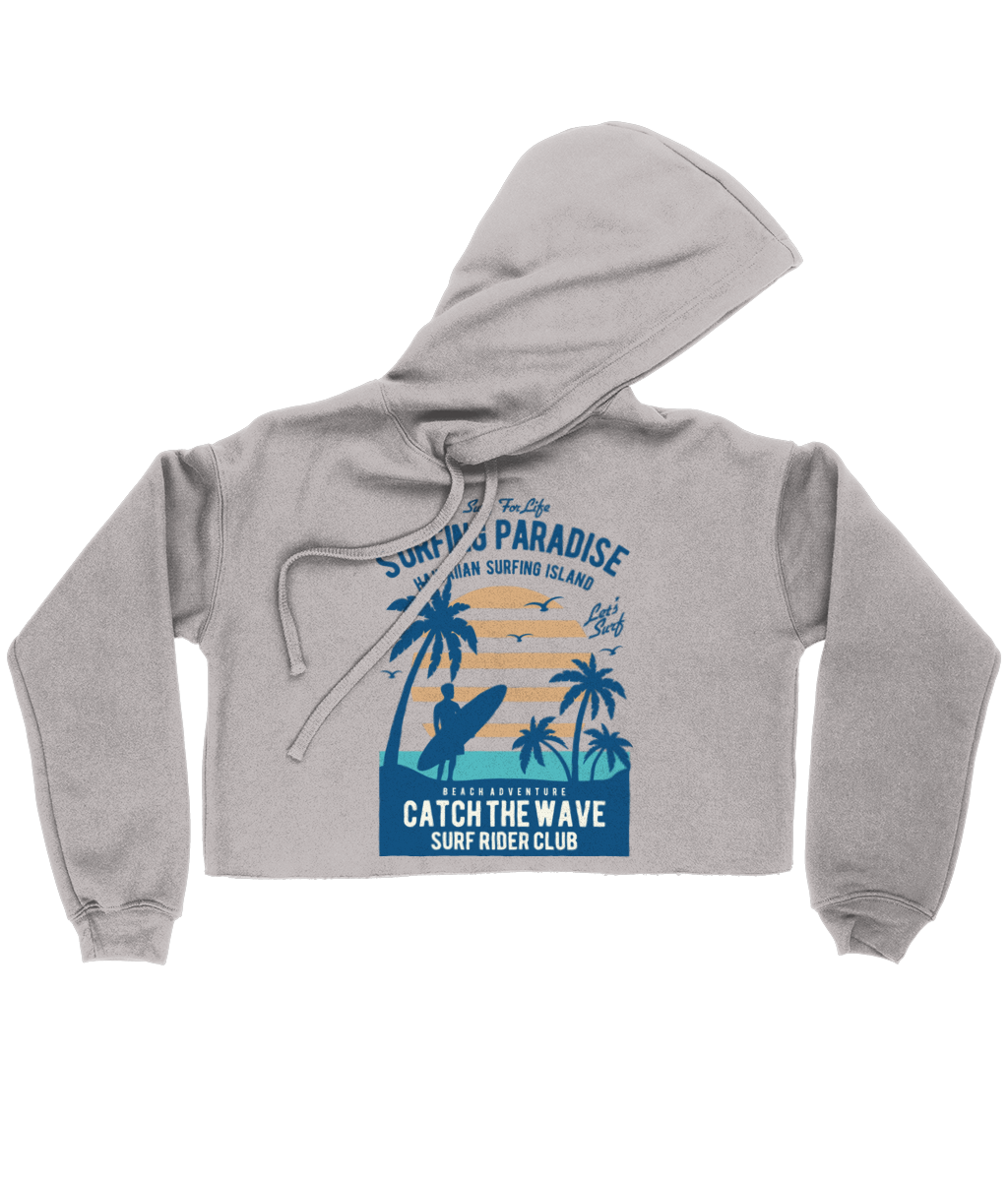 Surfing Paradise - Bella Ladies Cropped Hoodie - Vitesse T-Shirts UK