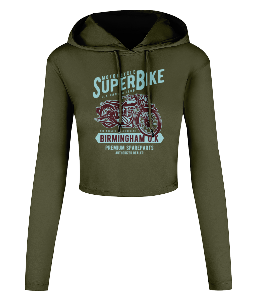 SuperBike - Women's Cropped Hooded T-shirt - Vitesse T-Shirts UK