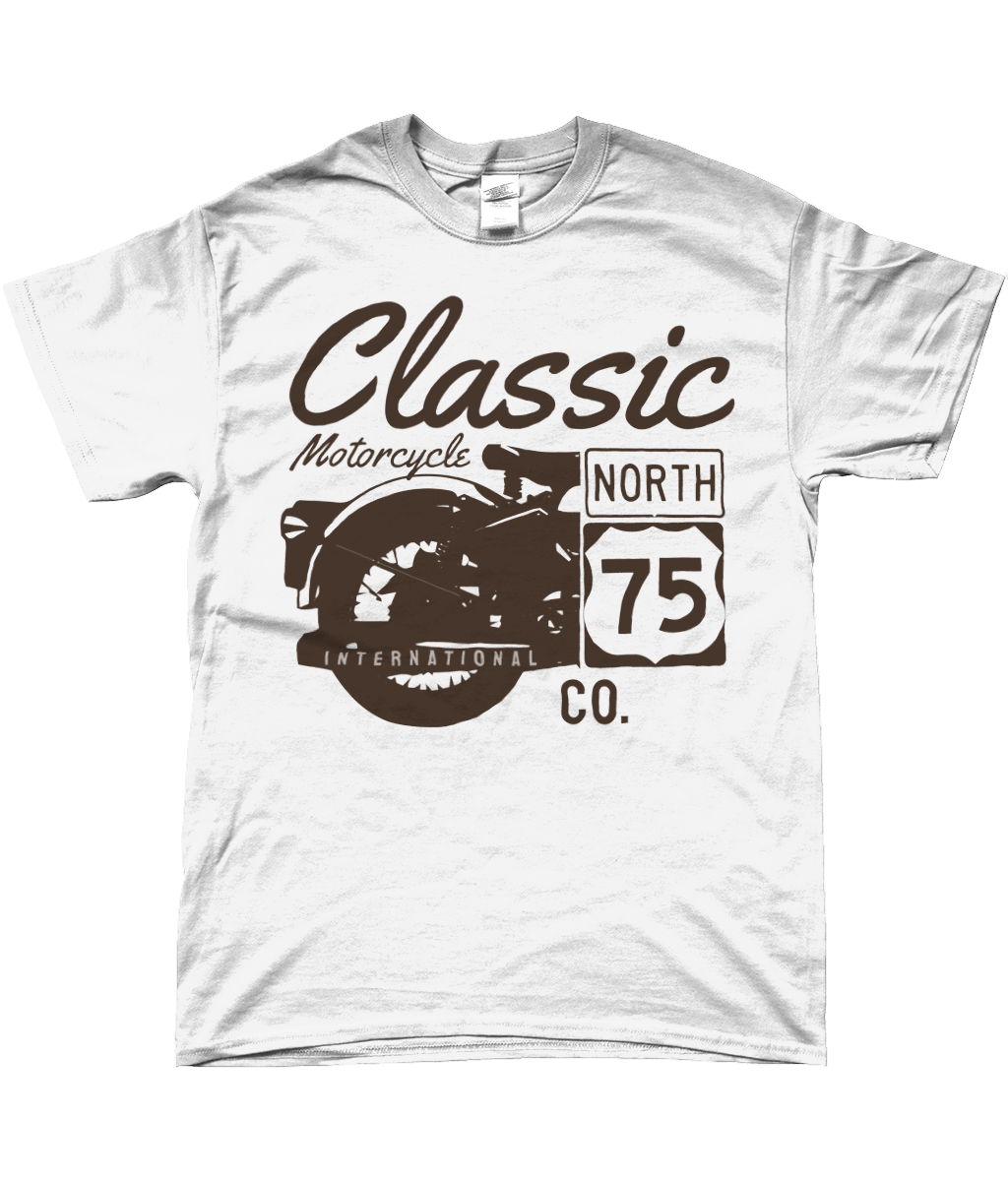 Classic Motorcycle 75 Black - Gildan SoftStyle® Ringspun T-Shirt - Vitesse T-Shirts UK