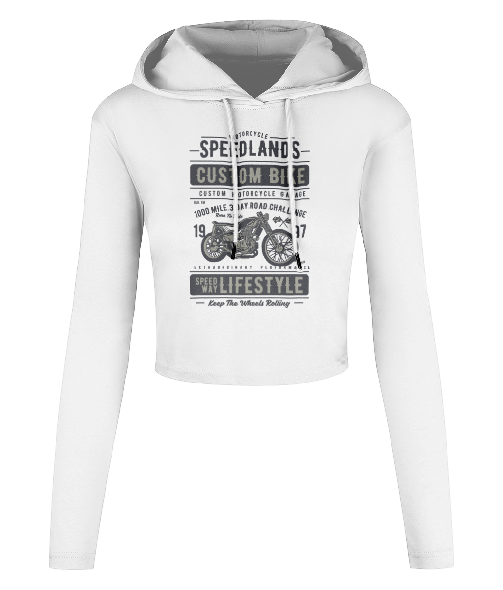 Speedlands Custom Bike - Women's Cropped Hooded T-shirt - Vitesse T-Shirts UK