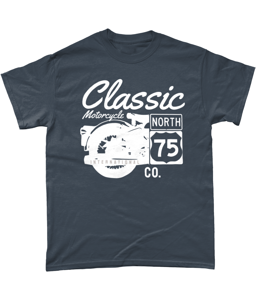 Classic Motorcycle 75 white - Gildan Heavy Cotton T-Shirt - Vitesse T-Shirts UK