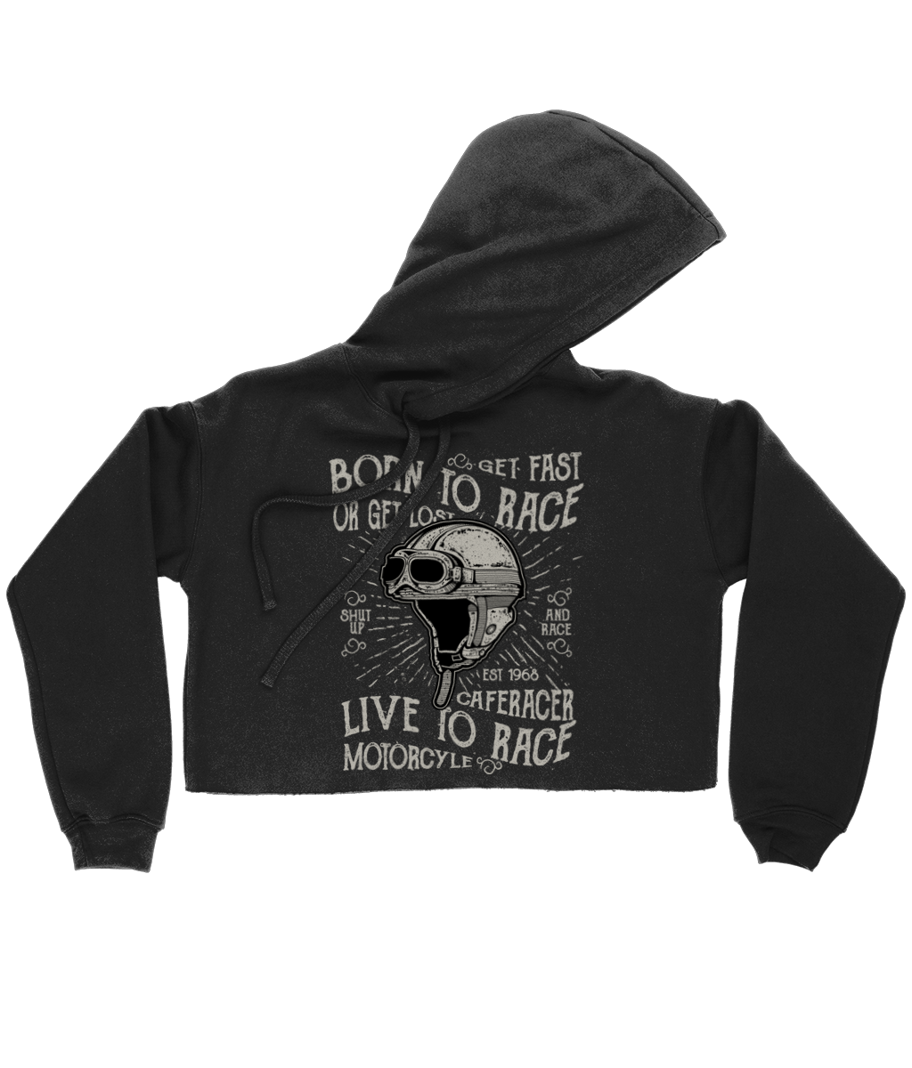 Born To Race - Bella Ladies Cropped Hoodie - Vitesse T-Shirts UK