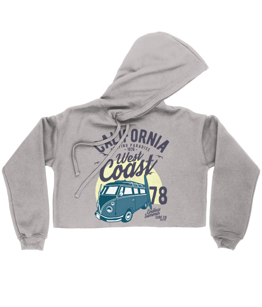California West Coast v2 - Bella Ladies Cropped Hoodie - Vitesse T-Shirts UK