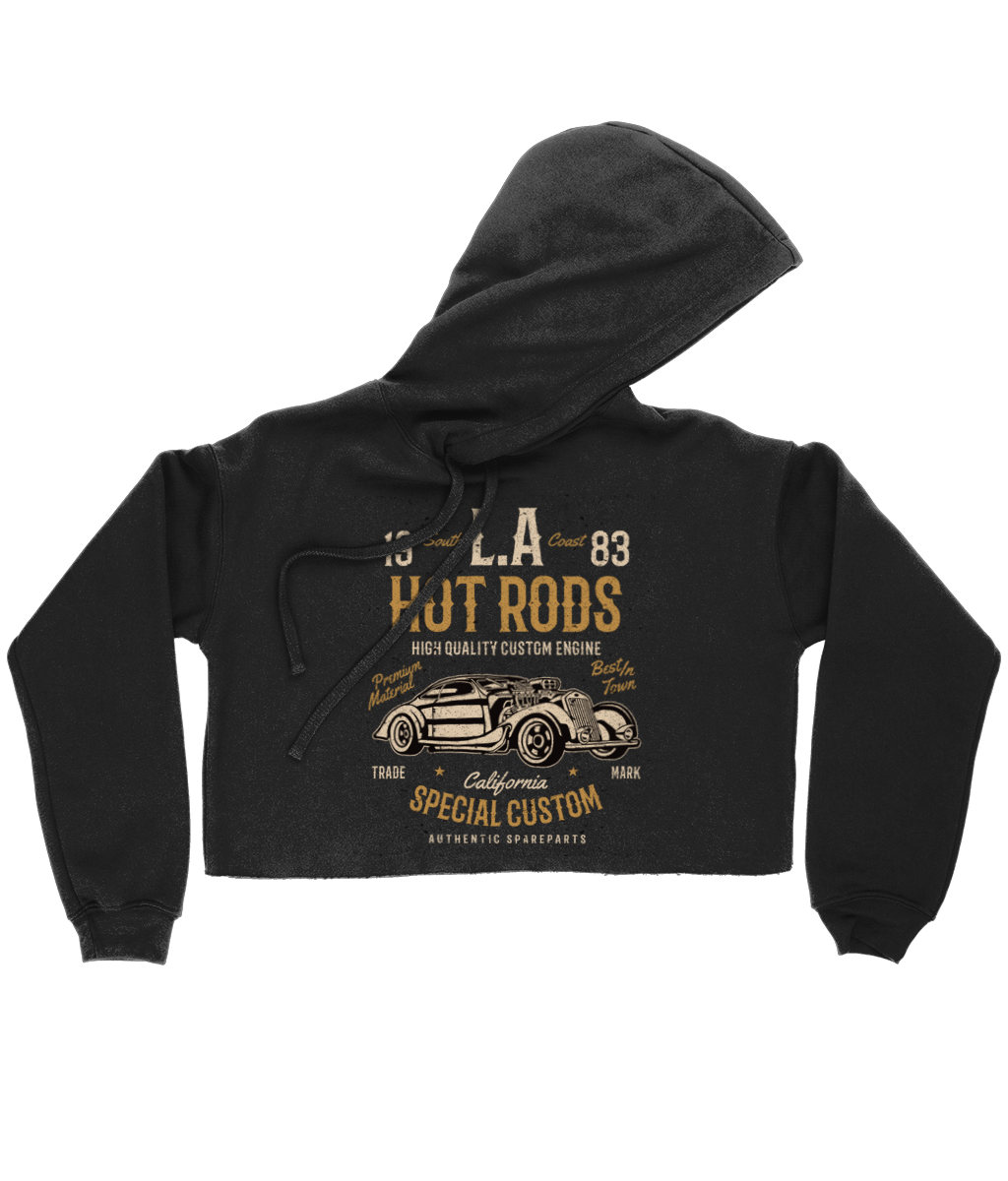LA Hot Rods - Bella Ladies Cropped Hoodie - Vitesse T-Shirts UK