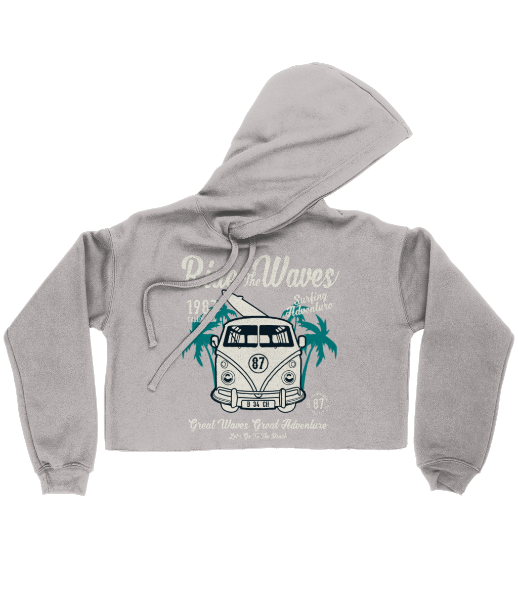 Ride The Waves - Bella Ladies Cropped Hoodie - Vitesse T-Shirts UK