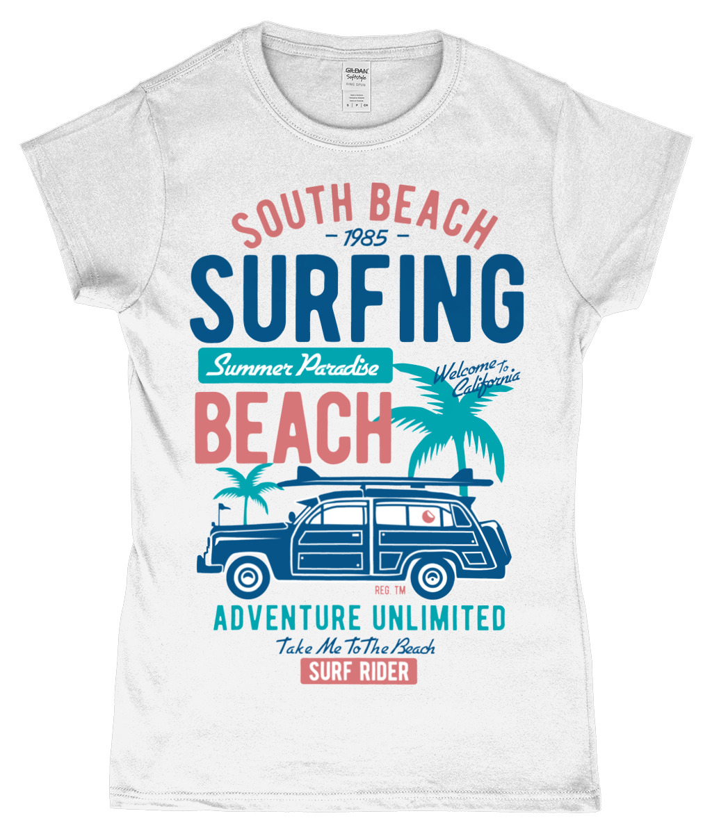 South Beach v2 - SoftStyle Ladies Fitted Ringspun T-Shirt - Vitesse T-Shirts UK