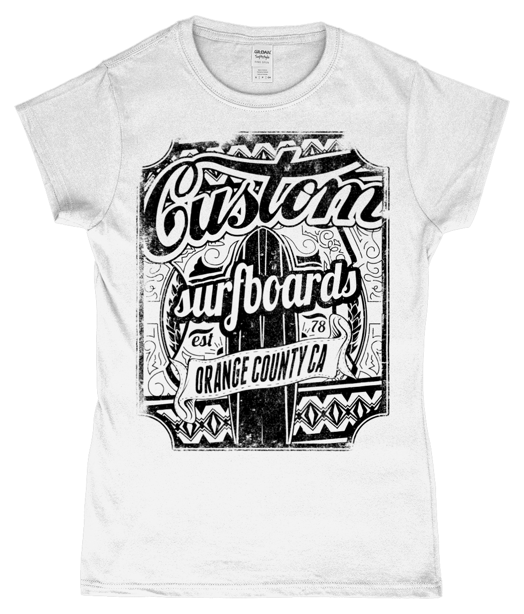 Custom Surfboards - SoftStyle® Ladies Fitted Ringspun T-Shirt - Vitesse T-Shirts UK